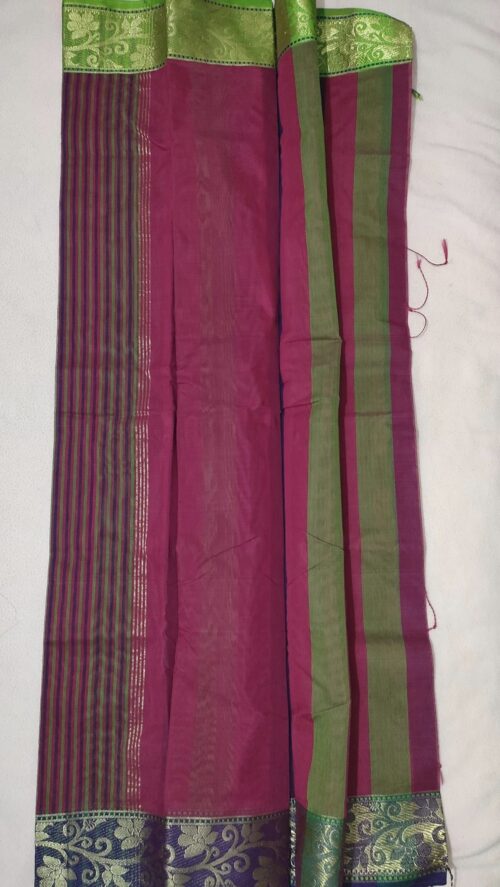 Magenta Cotton Saree 1